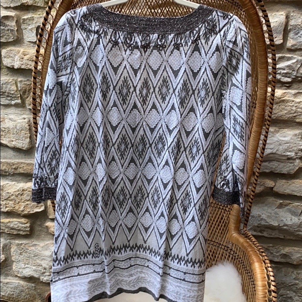 Calypso St. Barth White and Black Patterned Tunic - Picture 6 of 6